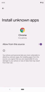 install unknown app. 